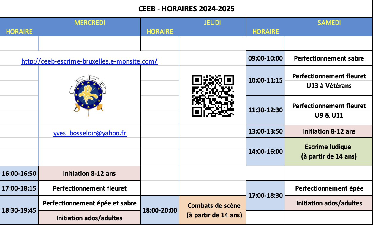 Ceeb horaires 2024 2025